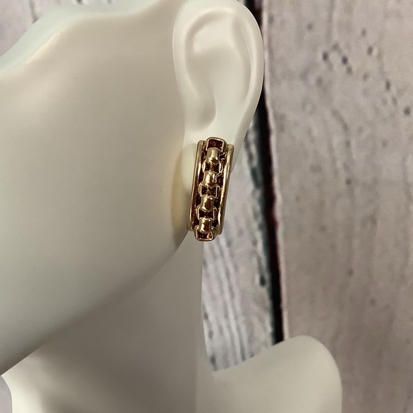 Gold Plated Chain Inlay Earrings - Picture 5 of 7